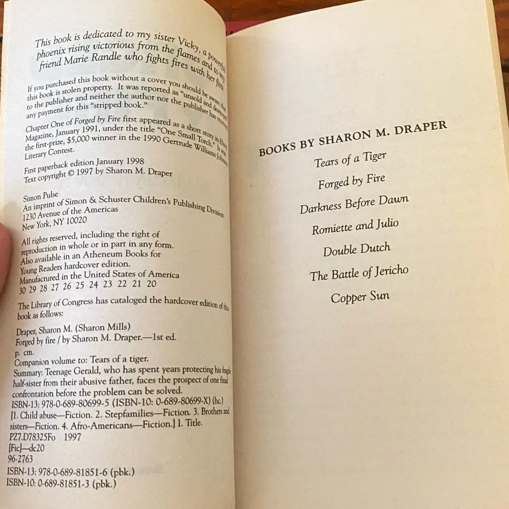 🧩 3/$20 Forged by Fire By Sharon M. Draper Children’s Literature x 4